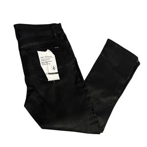 Volcom 1991 Straight‎ Ankle Fit Black Coated Jeans Women's Size 28 Zip Cuff